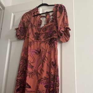 Anthropologie Pink and Purple Floral Dress